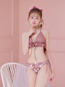 画像10: 【即日発送！】【ビキニ】【水着】トライアングルフリル花柄ビキニ 2点セット[OF03C] (10)