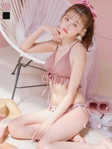 画像5: 【即日発送！】【ビキニ】【水着】トライアングルフリル花柄ビキニ 2点セット[OF03C] (5)