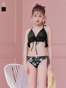 画像20: 【即日発送！】【ビキニ】【水着】トライアングルフリル花柄ビキニ 2点セット[HC03] (20)