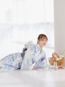 画像7: 【予約 / 4月下旬発送予定】シャーベット水彩紫陽花浴衣 OBI-g-500-kj-8-GY / HIMO-900-yn-3-GYxGD / HEKO-800-sb-5-W / YA-1016-kj-CL / GETA-01-kj-3-IV/ [y/OF01] (7)