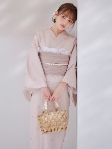 画像2: 【予約 / 4月下旬発送予定】アーガイルビジュー浴衣 OBI-siwa-204-wk-9-DusP / HIMO-906-yn-PEARL / HEKO-800-sb-5-W / YA-1075-kn-BE / GETA-01-kj-7-P/ [yo/OF01] (2)