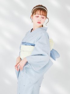 画像12: 【予約 / 4月下旬発送予定】アーガイルビジュー浴衣 OBI-siwa-204-wk-12-OW / HIMO-906-yn-PEARL / HEKO-800-sb-8-DusBL / YA-1079-kj-7-W / GETA-01-kj-3-IV/ [yo/OF01] (12)