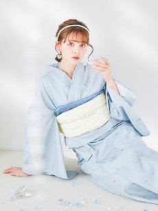 画像9: 【予約 / 4月下旬発送予定】アーガイルビジュー浴衣 OBI-siwa-204-wk-12-OW / HIMO-906-yn-PEARL / HEKO-800-sb-8-DusBL / YA-1079-kj-7-W / GETA-01-kj-3-IV/ [yo/OF01] (9)