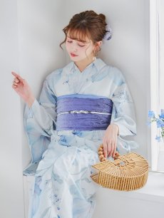 画像12: 【予約 / 5月中旬発送予定】水彩ユリナチュラルブルー浴衣 OBI-g-500-kj-9-NV / HIMO-900-yn-4-GYxGY / HEKO-800-sb-8-DusBL / YA-1074-kn-BL / GETA-01-kj-2-BL/ [y/OF01] (12)