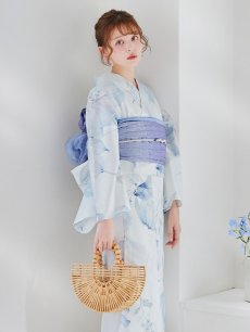 画像14: 【予約 / 5月中旬発送予定】水彩ユリナチュラルブルー浴衣 OBI-g-500-kj-9-NV / HIMO-900-yn-4-GYxGY / HEKO-800-sb-8-DusBL / YA-1074-kn-BL / GETA-01-kj-2-BL/ [y/OF01] (14)