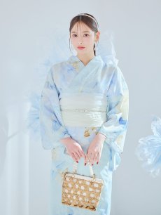 画像14: 【予約 / 5月中旬発送予定】ベビーブルー牡丹＆紫陽花浴衣 OBI-siwa-200-kj-13-OW / HIMO-906-yn-PEARL / HEKO-800-sb-5-W / YA-1079-kj-7-W / GETA-01-kj-4-MI / [y/OF01] (14)