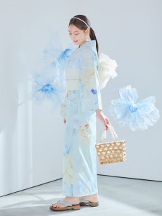 画像16: 【予約 / 5月中旬発送予定】ベビーブルー牡丹＆紫陽花浴衣 OBI-siwa-200-kj-13-OW / HIMO-906-yn-PEARL / HEKO-800-sb-5-W / YA-1079-kj-7-W / GETA-01-kj-4-MI / [y/OF01] (16)