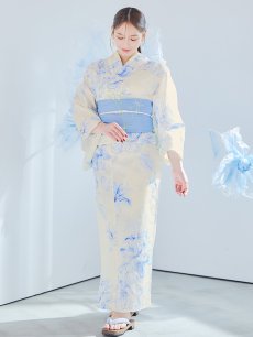 画像6: 【予約 / 4月上旬発送予定】グラデーションブルー牡丹和モダン浴衣 OBI-lame-400-kj-12-TrBL / HIMO-900-yn-5-IV / HEKO-800-sb-5-W / YA-1001-kj-BL / GETA-01-kj-2-BL/ [yo/OF01] (6)